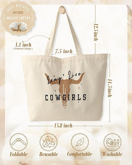 Large Tote Bag for Women - Canvas Tote Bag with Zipper Aesthetic Reusable Shoulder Bag for Gym, Travel, Work
