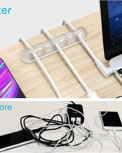 Cord Organizer, Clear Cable Organizer Cord Holder, Wire Organizer USB Cable Management Cord Keeper, 3 Packs Cable Clips for Car Home and Office (7, 5, 3 Slots)