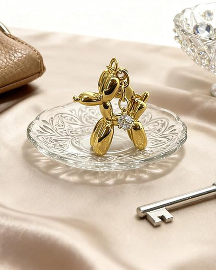 Balloon Dog Keychain, Stainless Steel Elegant Golden Bag Charms for Adults