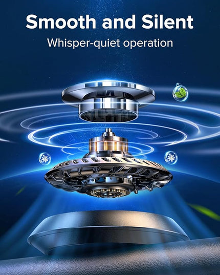 Ceeniu 2025 New UFO Car Air Freshener, Solar Powered Auto Rotary, Aluminum Alloy, Supports DIY perfumes, Natural French Fragrance, Cologne & Mint Ice Scent, Two Oils, F21 Aroma Diffuser, Car Fragrance