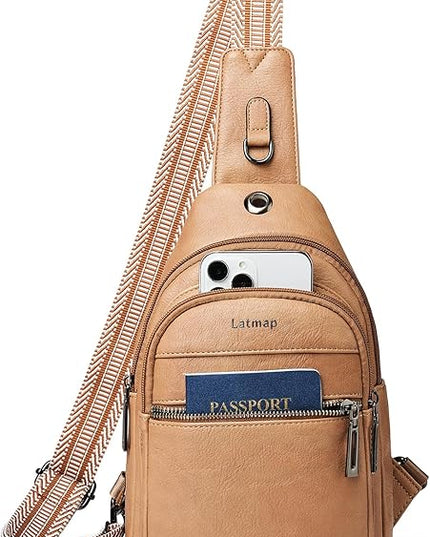 Sling Bag For Women Faux Leather Small Casual Daypack Backpack Fanny Pack Crossbody Chest Bags Purse
