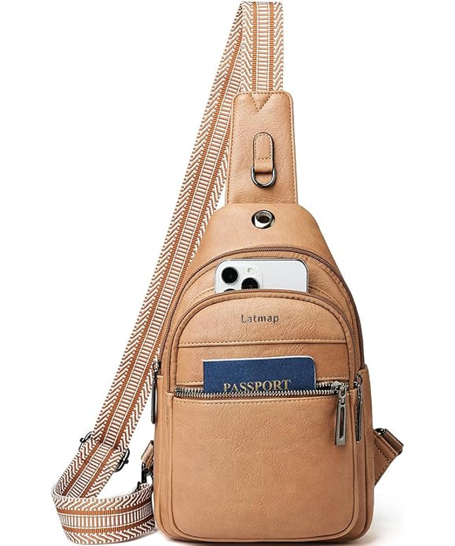 Sling Bag For Women Faux Leather Small Casual Daypack Backpack Fanny Pack Crossbody Chest Bags Purse