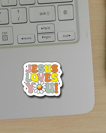 (3Pcs) Jesus Loves You Sticker, Christian Sticker Gifts Decorate Books, Laptops, Water Bottles Kindles Stickers, Phones Tumbler Waterproof Vinyl 3" Inch