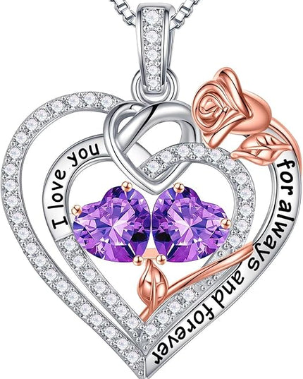 Iefil Christmas Gifts for Wife Women - 925 Sterling Silver Double Birthstone Necklace, Anniversary Birthday Gifts for Women, Jewelry Gift for Wife Girlfriend Mom Her