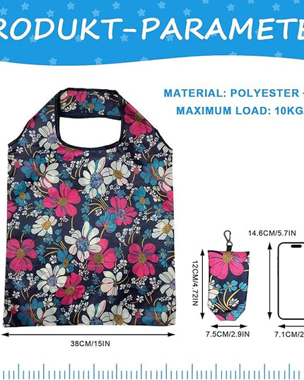 6 Pcs Reusable Shopping Bags Foldable, Machine Washable Shopping Grocery Bags in Pocket , Eco-Friendly Travel Recycle Shopping Bags, Waterproof Pouch Tote Bags for Daily Shopping Supplies load