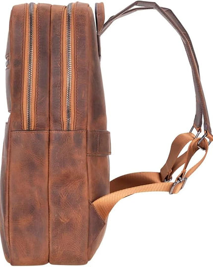 Osceola Genuine Leather Laptop Backpack for Men & Women, Handmade Leather Backpack Fits 16 Inch Laptop (Antic Brown)