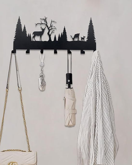 BooWoodNeonMetal Wall Mounted Key Rack | Metal Key Rack Hook Organizer | Metal Key Organizer with 7 Hooks Wall Decoration for Front Door, Hallway, Kitchen, Office