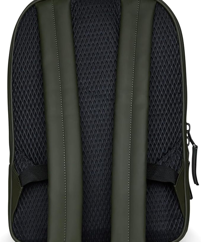 RAINS Book Daypack Large Green Laptop Backpack for Men and Women, Waterproof Black Minimalist Commuter Bag with 15”-16"