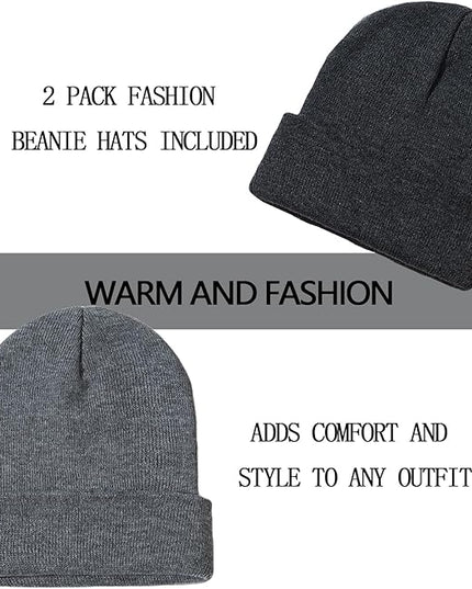 ZOORON 1&2 Pack Beanie for Men Women Slouchy Beanie Hats Winter Knit Caps Soft Ski Hat Unisex