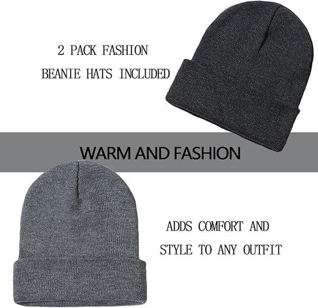 ZOORON 1&2 Pack Beanie for Men Women Slouchy Beanie Hats Winter Knit Caps Soft Ski Hat Unisex