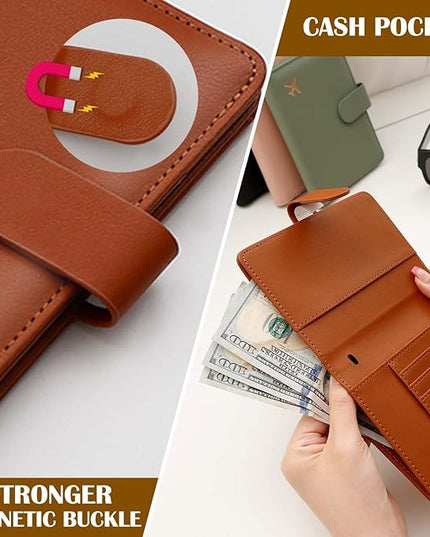 Melsbrinna Premium Leather Passport Holder Covers Case, Waterproof Rfid Blocking Travel Wallet Passport Holder with Pen Holder, Cute Passport Book for Women/Men