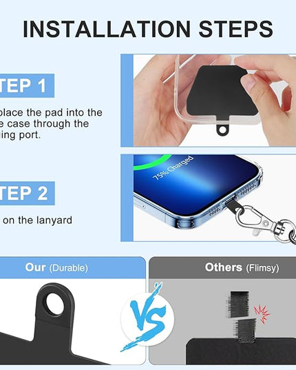 SHANSHUI Phone Lanyard, Cell Phone Lanyard Tether Pads Compatible with iPhone & All Smartphones in Full Cover Cases