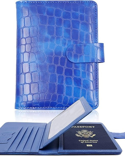 Melsbrinna Rfid Passport Holder for Travel women/Men, Cute Passport Wallet Rfid Blocking Card Slots, Rfid Passport Cover/CaseTravel Wallet, Passport Book Holder (1, Blue3)