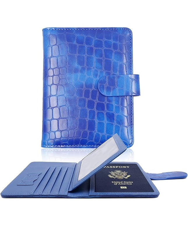 Melsbrinna Rfid Passport Holder for Travel women/Men, Cute Passport Wallet Rfid Blocking Card Slots, Rfid Passport Cover/CaseTravel Wallet, Passport Book Holder (1, Blue3)