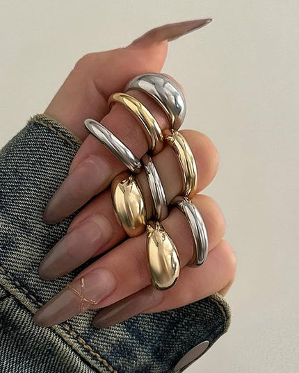 Chunky Rings for Women Adjustable Thick Rings Set Trendy Statement Stackable Ring for Women Chunky Jewlery Irregular Dome Flower Finger Knkuckle Thumb Ring