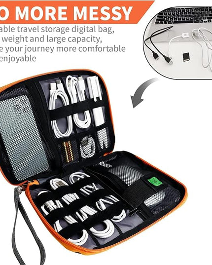 Electronics Travel Organizer,Portable Waterproof Electronic Travel Storage Bag for Small Charging Cord Storage,Charger,SD Card etc,for Travel,Business-Blue Black