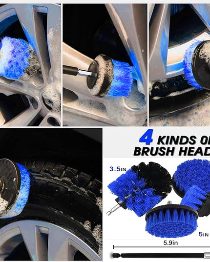 26Pcs Car Detailing Kit, Car Detailing Brush Set, Auto Detailing Drill Brush Set, Car Detailing Brushes, Car Wash Kit, Car Accessories For Men, Car Cleaning Tools Kit for Interior, Exterior, Wheels