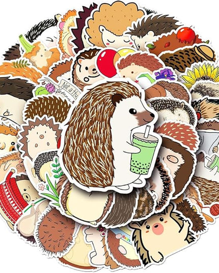 Cute Hedgehog Vinyl Stickers, 50 PCS Waterproof Animal Decals for Laptops, Scrapbooking, Notebooks, Water Bottles, Suitcases, Phones & DIY Decor