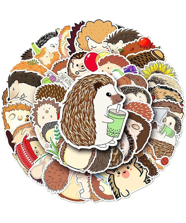 Cute Hedgehog Vinyl Stickers, 50 PCS Waterproof Animal Decals for Laptops, Scrapbooking, Notebooks, Water Bottles, Suitcases, Phones & DIY Decor