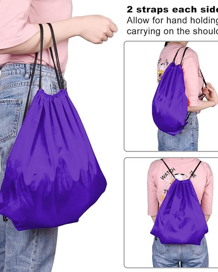 KUUQA 60Pcs Purple Drawstring Backpack Bag Bulk Drawstring Bags String Bags Storage Bags Gym Backpack for Sport Gym Traveling