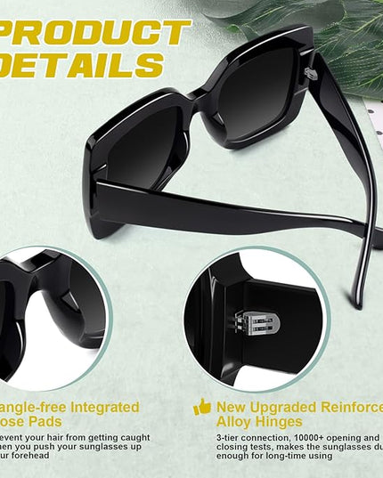 GQUEEN Oversized Square Frame Sunglasses Womens Retro Vintage Trendy Shades,S904