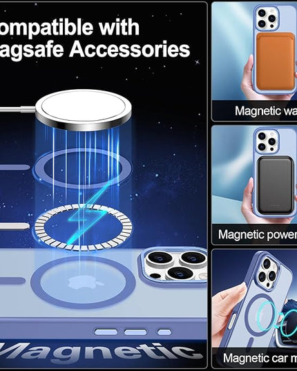 Hython Case for iPhone 16 Pro Case Magnetic Translucent Matte Phone Cases 6.3" [Compatible with MagSafe] Thin Slim Fit Shockproof Bumper Hard Protective Cover for Women Men Girls, Light Blue