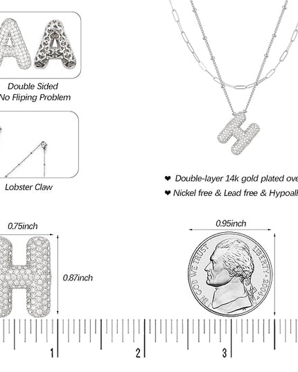 LUCA SMITH Initial Necklaces for Women, Dainty Balloon Bubble Letter, Name Letter Alphabet Pendant Layered Choker Chain Jewelry Gift