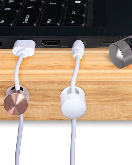 3 Sets Charger Holders for Cords, Adjustable Cable Anchor Holders, Adhesive Metal Cord Clips, Cable Management Wire Organizers for Desk, Office, Nightstand - Black, Red Bronze, White