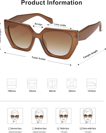 SOJOS Large Oversized Polarized Sunglasses for Women, Big Designer Womens Trendy Square Shades SJ2205