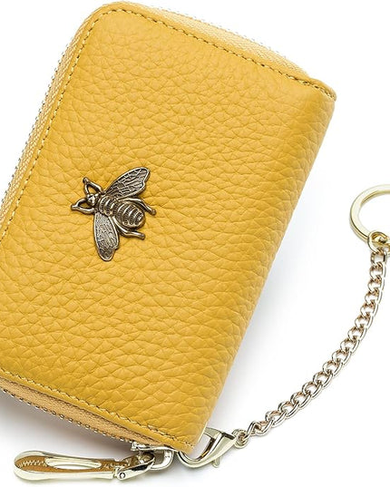 imeetu RFID Credit Card Holder, Small Leather Zipper Card Case Wallet for Women