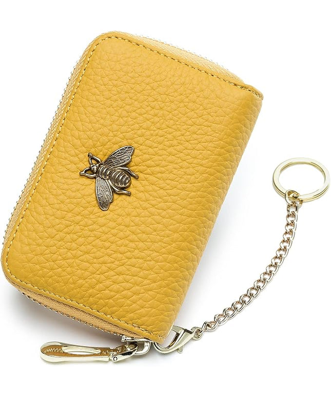 imeetu RFID Credit Card Holder, Small Leather Zipper Card Case Wallet for Women