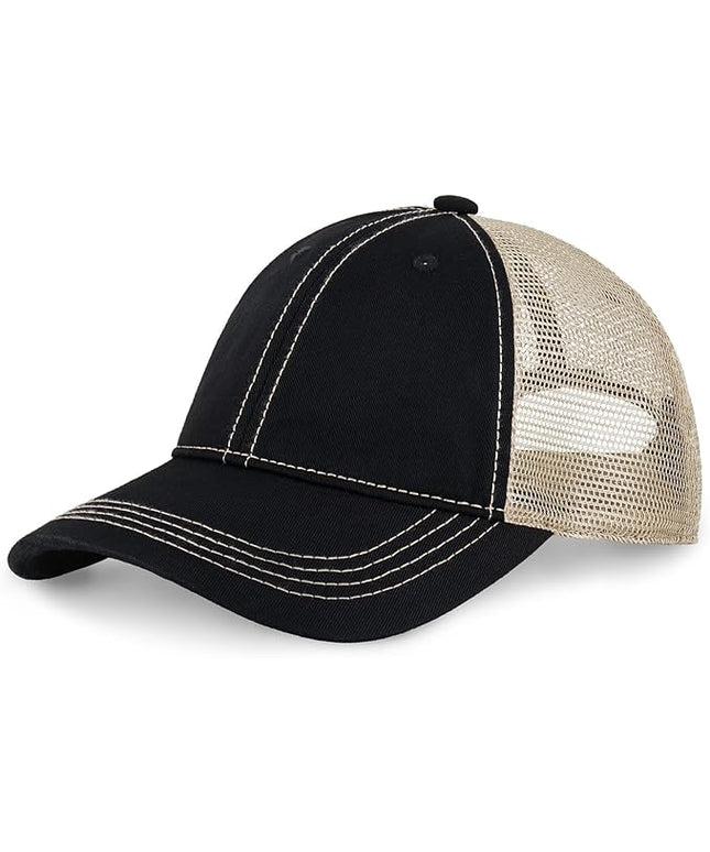 CHOK.LIDS Everyday Premium Washed Trucker Hat Unstructured Distressed Pigment Dyed Cap Adjustable Outdoor Headwear