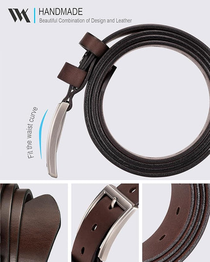 WOLFANT Men's 1.5" Full Grain Leather Belt,100% Italian Real Solid Leather