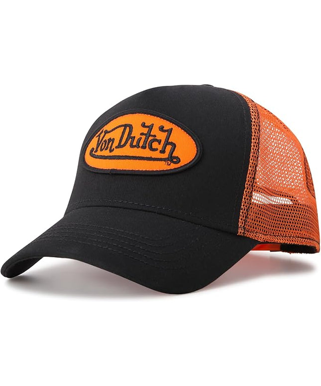 Von Dutch Unisex Trucker Hat - Curved Bill Mesh Back Retro Classic Adjustable Snapback Baseball Cap for Men and Women