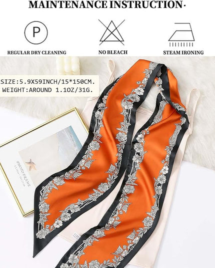 Head Scarf Purse Handle Neck Satin Hair Scarfs For Bag Lightweight Silky Long Thin Women's Fashion Scarves 59 * 5.9”