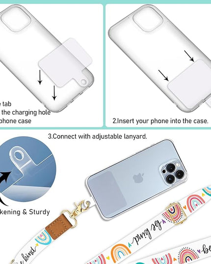 Phone Lanyard Crossbody Wrist Strap, Be Kind Cell Phone Lanyards for Around the Neck Wristlet Shoulder, Rainbow Cute Strap for Car Key Keychain Wallet ID Badge