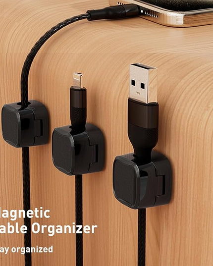 12 Pack Cable Clips, Cord Organizer, Cord Holder for Nightstand, Magnetic Cord Organizer, Strong Adhesive Charging Cable Keeper, Clip Holder