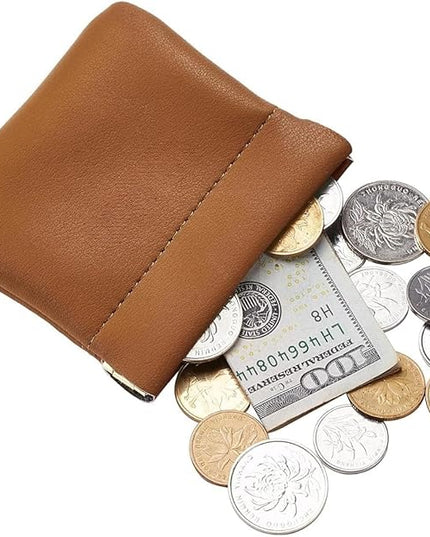 ZYLOXAR Squeeze Coin Purse Genuine Leather Wallet Compact Change Holder Travel Pouch for Women Gift Box (Brown)