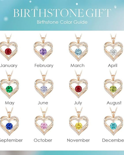 CDE Forever Love Heart Necklaces for Women, Wedding Anniversary, Birthday Mothers Day Christmas Day Gifts for Mom, Mother, Wife, friend, S925 Silver Jewelry with Birthstone Pendant