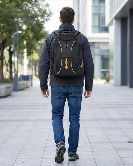 SwissGear 1900 Scansmart TSA 17 Laptop Backpack, Black/Gold, 19-Inch