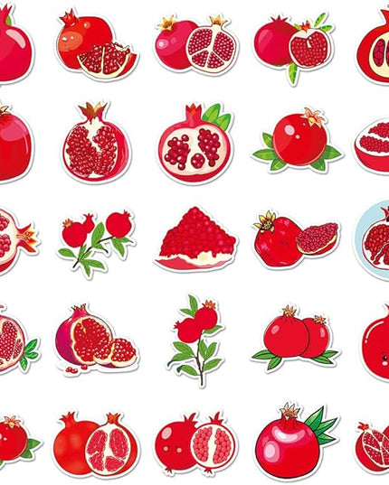 Pomegranate Stickers for Kids Girls Boys Teens|50 Pcs| Aesthetic Waterproof Vinyl Stickers for Laptop Water Bottle Phone Cup Tablet Luggage Car Flasks, Unique Fruit Decals Pack(Pomegranate-50Pcs)