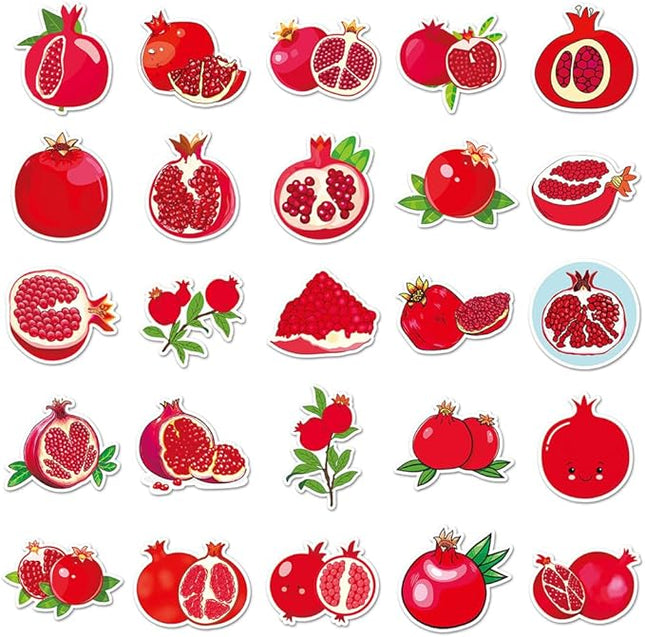 Pomegranate Stickers for Kids Girls Boys Teens|50 Pcs| Aesthetic Waterproof Vinyl Stickers for Laptop Water Bottle Phone Cup Tablet Luggage Car Flasks, Unique Fruit Decals Pack(Pomegranate-50Pcs)