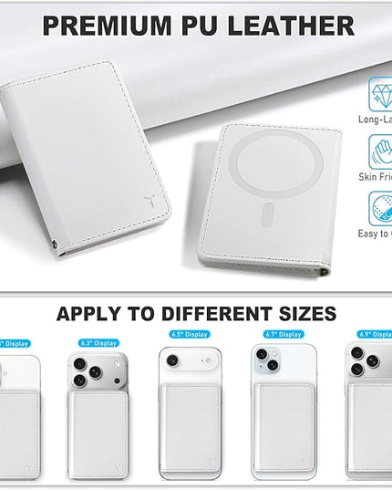 TUCCH for Magsafe Wallet with 6 Card Holders, RFID Blocking [Clear ID Window] PU Leather Men Women Folio Magnetic Phone Wallet for iPhone 17/16/15/14/13/12/Plus/Air/Pro/Pro Max Series, White