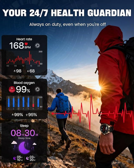 LIGE Smart Watches for Men, Make/Answer Call, 1.43" AMOLED Fitness Watch with Heart Rate/Sleep Monitor, 600mAH Battery, 200+ Sports Modes, IP68, Business Sport Smart Watch for Android iOS, Amber Black