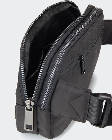 Pander Everywhere Belt Bag for Women, 5 Zipper Pockets Nylon Crossbody Fanny Pack Purse (Black)