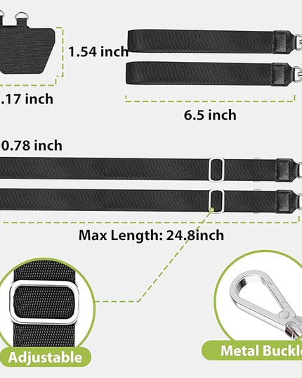takyu Phone Lanyard, 2 Pack Adjustable Anti-Drop Neck/Wrist Strap with 2 Pcs Tether Patches, Secure Hands-Free Compatible for iPhone Samsung Perfect for Nurses, Teachers, Travel, Hiking Black