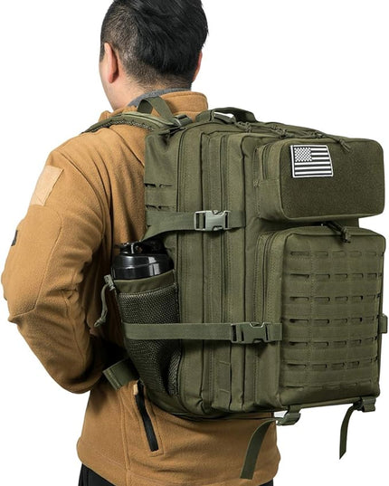 QT&QY 25L/45L Military Tactical Backpack For Men Molle Daypack 3 Day Bug Out Bag Hiking Rucksack With Bottle Holder