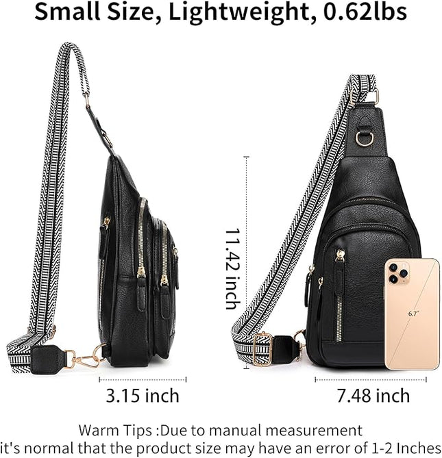 FALAN MULE Crossbody Bags for Women Trendy Leather Sling Chest Bag Fanny Packs for Women