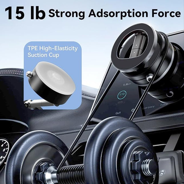 Magnetic Car Phone Holder, Universal 360° Dashboard Suction Cup Mount for Driving, Gym or Office, Foldable Vacuum Phone Holder for iPhone