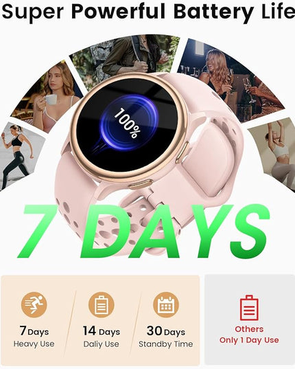 Smart Watches for Women(Answer/Make Calls), 1.27'' AMOLED Screen Activity Trackers with Heart Rate/Sleep/SpO2 Monitor, Smartwatch for iPhone/Samsung/Android, 120+ Sport Modes IP68 Fitness Watch Pink
